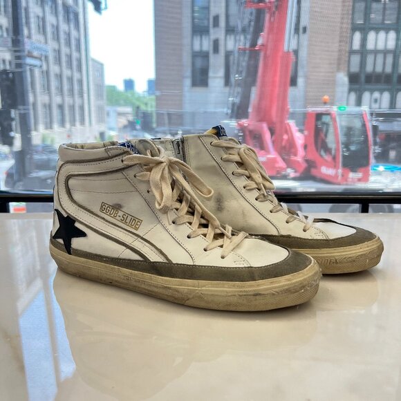 Golden Goose White Slide High-top Sneakers White/Yellow/Black - Picture 1 of 11